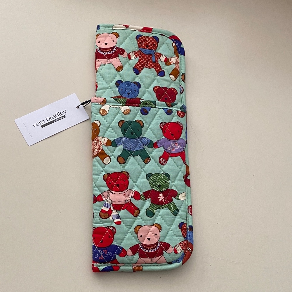 Vera Bradley Mint Quilted Teddy Bear flat iron cover